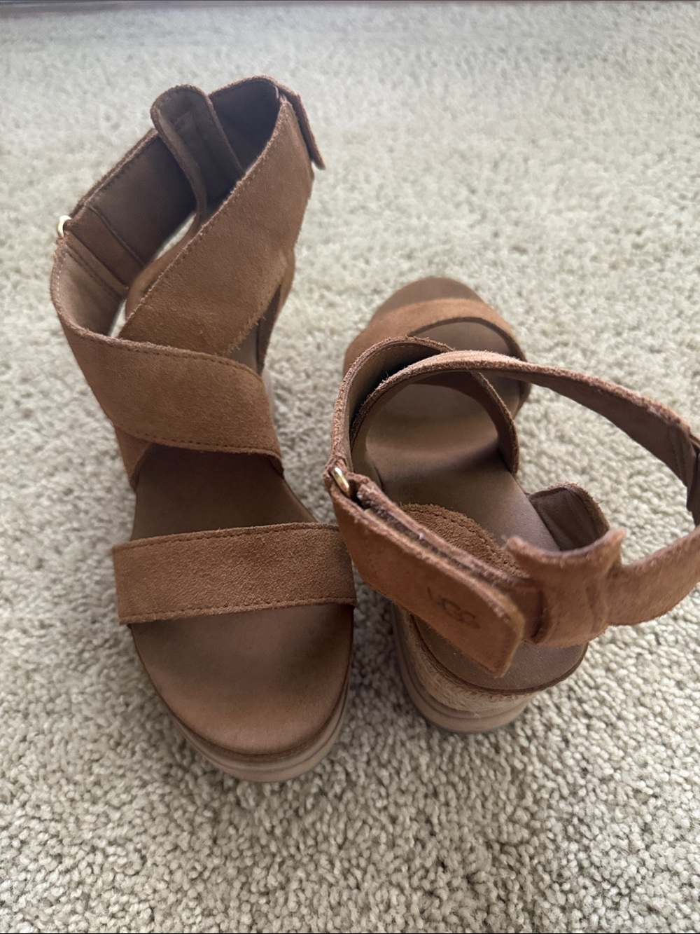 UGG Women's Brown Suede Crisscross Espadrille Wedges size 7